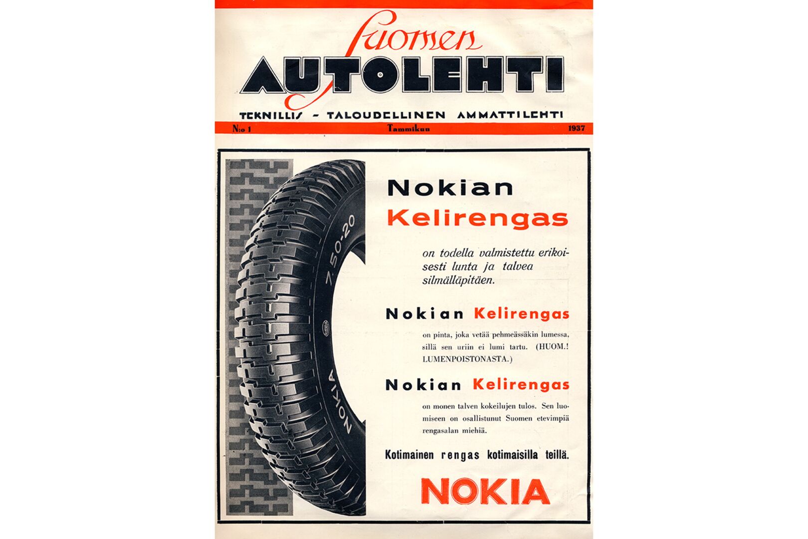 Ote Autolehdestä: puolikas rengas ja kommentteja sen toiminnasta vieressä