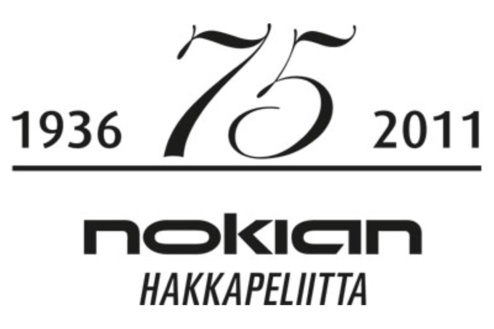 The "Hakkapeliitta 75 years" logo. It reads "1936 to 2011 - Nokian Hakkapeliitta".