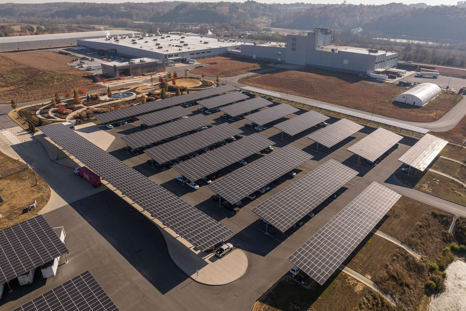 Nokian Tyres solar panel farm shot from above