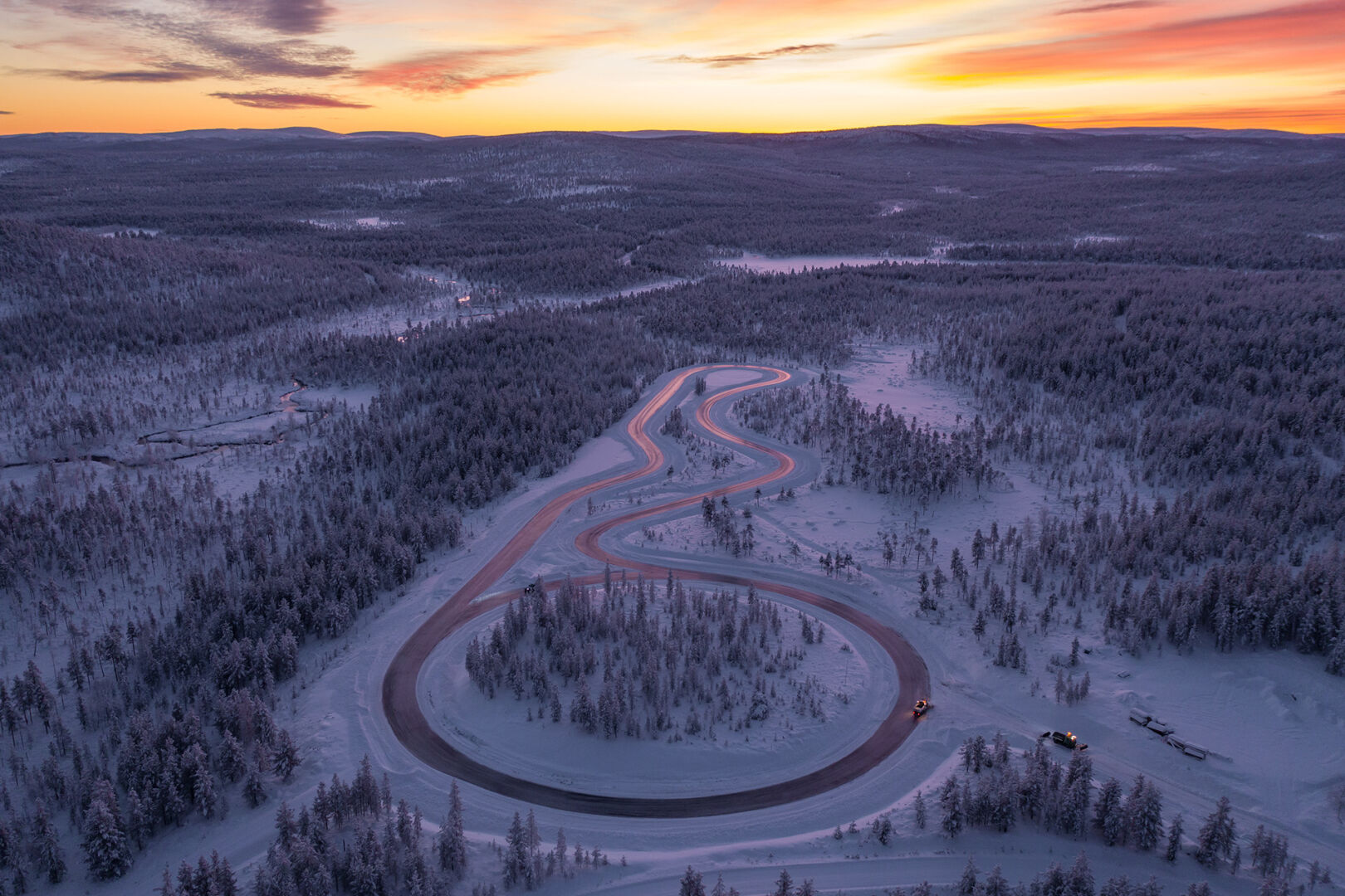 Nokian Tyres test track at wintery sunset