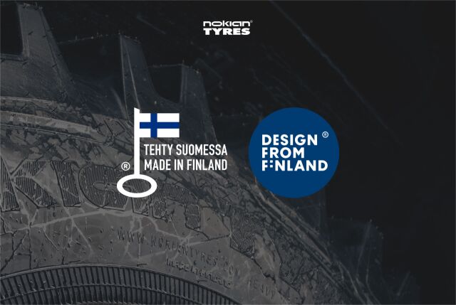 Nokian Heavy Tyres har tilldelats nyckelflaggssymbolen och Design from Finland-märket