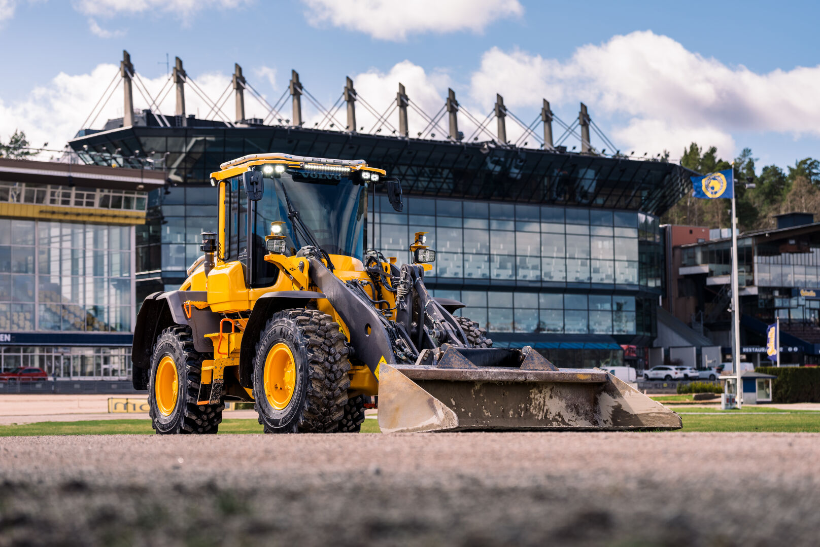 Nokian Tyres Ground King Loader in Solvalla horse racing arena in Stockholm, Sweden